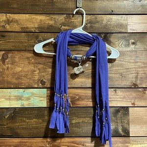 Purple Fringe Scarf with Guitar Charm